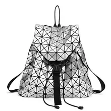 Mujeres Mochila moda 2017 Plata Mosaico Geométrico Del Enrejado de Diamante Para Adolescente BaoBao Bolso de Escuela Mochila Mochila Diaria