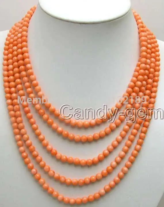 

j0041 SALE 5 Strands natural Pink 6-7mm Round coral necklace & Big Shell Clasp (A0325)