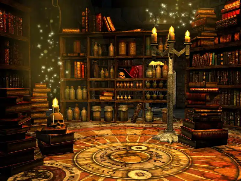 library halloween backdrop candles bookshelf bookcase computer shelf skull vinyl studio 300cm cloth study magician place gurgaon zoom fantasy things
