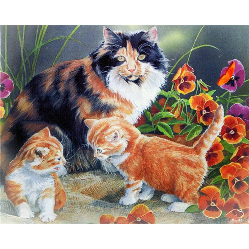 

YIKEE Embroidery Diamond with Cat Full Square Rhinestone Pasted Diamond Painting Pattern Gift k854