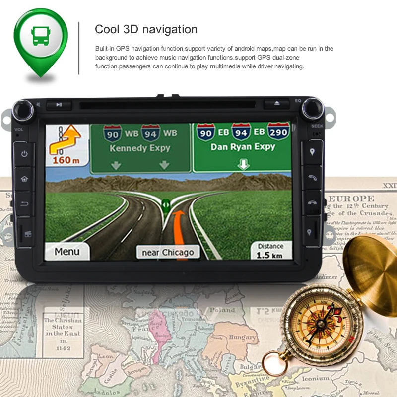 Excellent IPS DSP Android 8.0 2 DIN DVD player For Seat Altea Leon Toledo VW Passat B5 b6 V6 B7 POLO golf 5 6 touran TIGUAN SAGITAR GPS 8