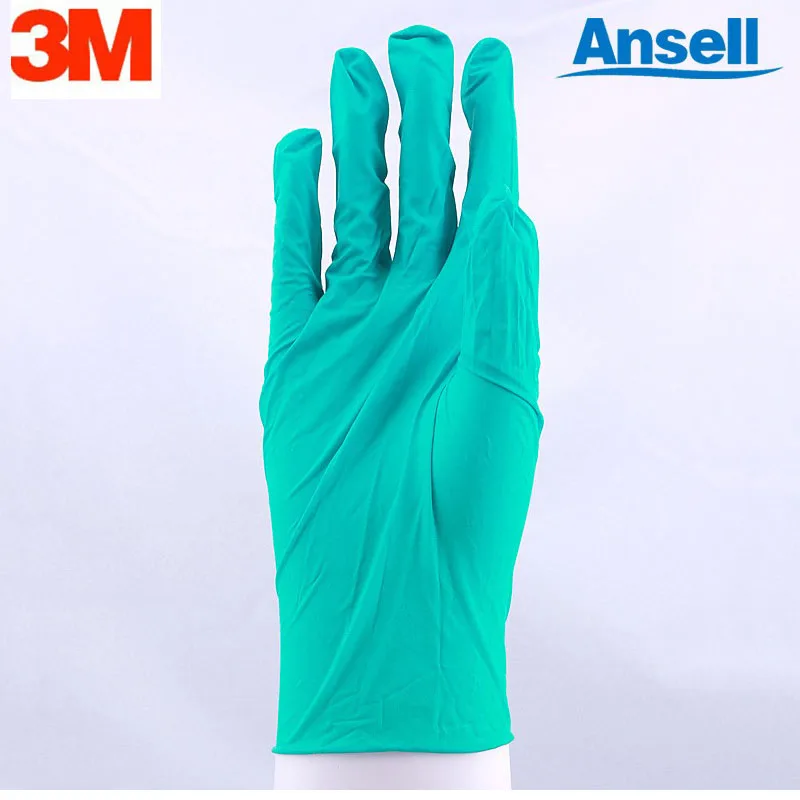 100pcs/Box Ansell Touch N Tuff Nitrile Gloves 92 - 600 Disposable Chemical Protective Gloves Green Ultra Thin 0.11mm