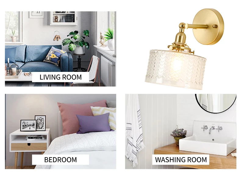 Lâmpada de Parede com Ondulações Graus para Cima e para Baixo para o Quarto Bronze Forma Vidro Ângulo Rotação 270 Sala Estar Iluminação Interior el 17 Cheap Luminárias de parede