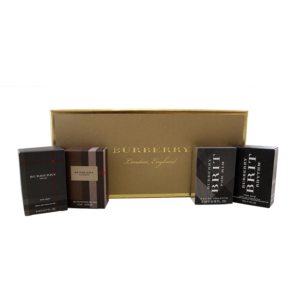 Burberry Collection 4 Pc. Gift Set ( Miniature Eau De Toilette 0.15 Oz.of Brit + Brit Rhythm + Burberry London + Touch ) for Men