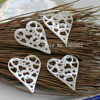 

20pcs/lot 26x33mm 100% Natural Hollow Heart Mother of Pearl shell for DIY Jewelry Heart Hollow MOP Pearl shell for Earrings