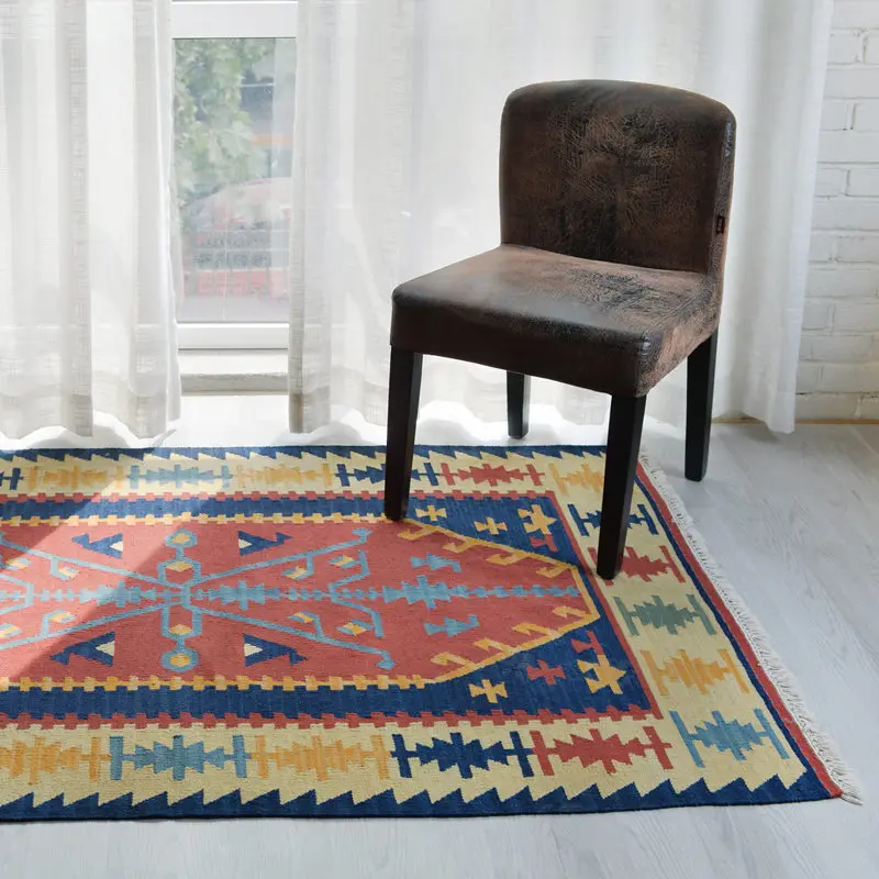 US $325.00 KILIM Wool Family Living Room Tea Table Bedroom Tapestry Carpet HandWoven By Moroccan People