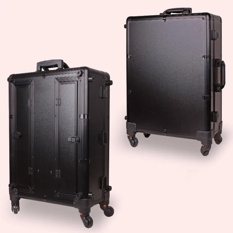  Aluminum frame Professional Rolling Studio Makeup Artist Cosmetic Case Beauty Trolley suitcase LED  - 32808835025