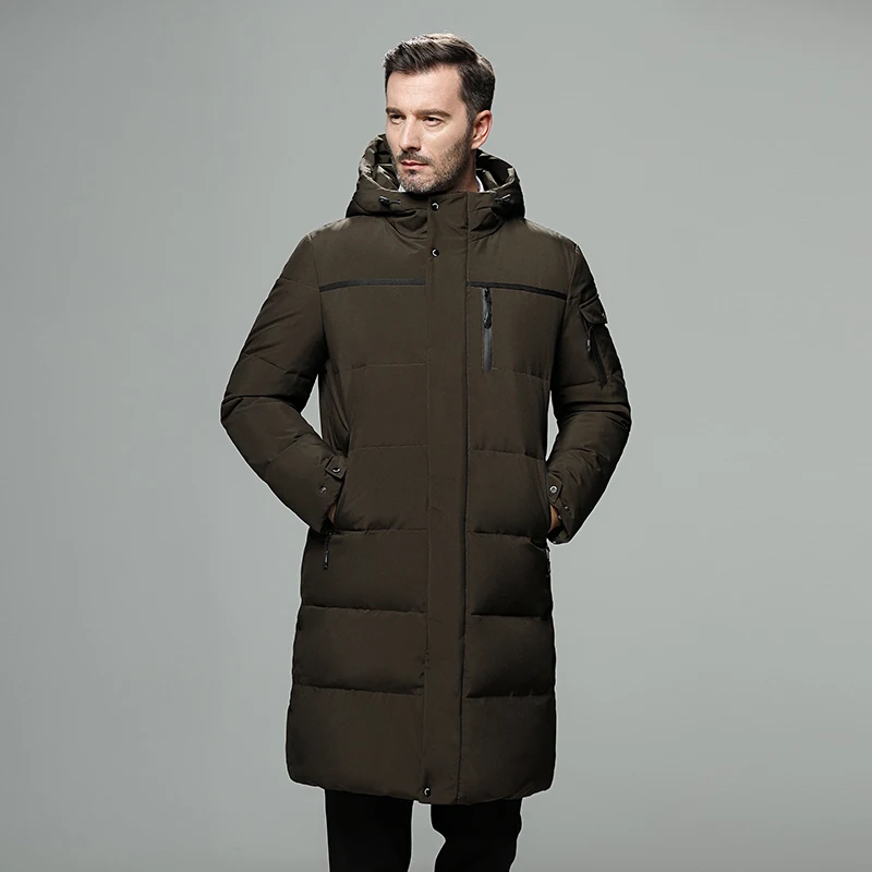 Casual & Business long down coat men thick thermal 90 white duck down