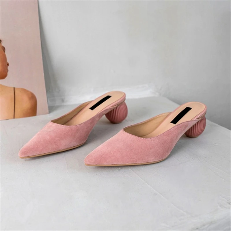 Ouqinvshen Pointed Toe Mules Shoes Women Black Fashion Strange Style Elegant Summer High Heels Slipper Kid Suede Women Slippers Ouqinvshen Pointed Toe Mules Shoes Women Black Fashion Strange Style Elegant Summer High Heels Slipper Kid Suede Women Slippers
