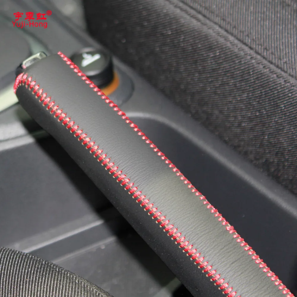 Yuji-Hong Car Handbrake Covers Case for Peugeot 307 308 Genuine Leather Auto Handbrake Grips Black Leather Cover