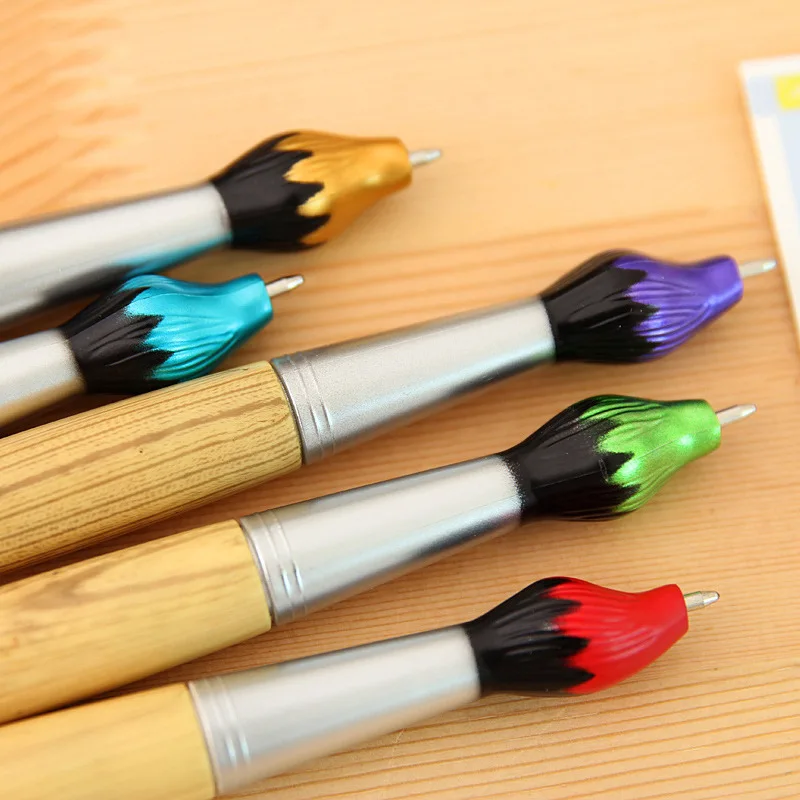 

1 Pcs Simulation Wooden Brush Style Ballpoint Pen Creative Ballpoint Pens Quality Pen Office School Supplies Student Stationery