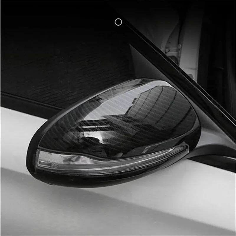 

2pc New Car Styling Silver Black Carbon Wing Back Door Rear View Mirror Cover Case For Benz New C E S Class W204 W213 GLC