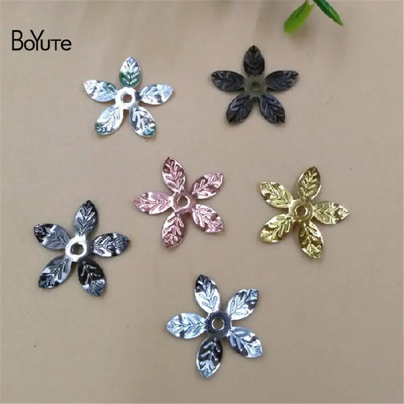 BoYuTe Jewelry Making Supplies 200Pcs 15MM Filigree Brass Diy Flower Bead Caps Charms