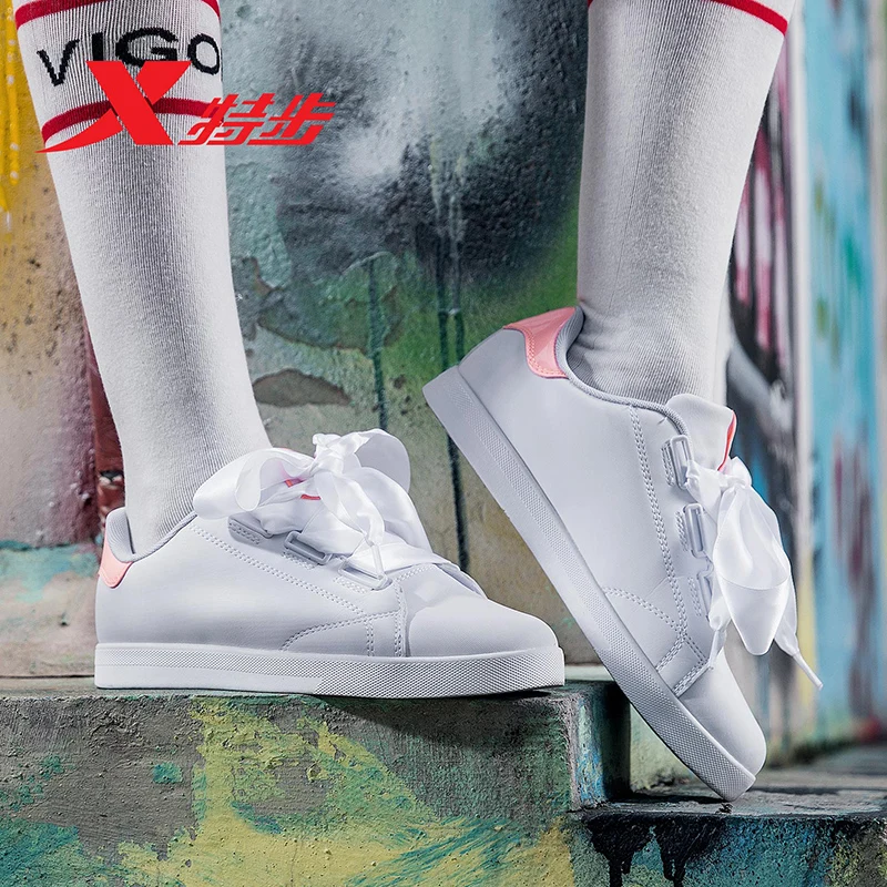 982118319395 XTEP 2018 New Fashion Street Women's Bowknot Stan Bow Tie Lace Up White Black Skateboard Shoes 982118319395 XTEP 2018 New Fashion Street Women's Bowknot Stan Bow Tie Lace Up White Black Skateboard Shoes