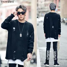 VERSMA New Harajuku Ripped Holes Oversized Kanye West font b Sweater b font font b Men
