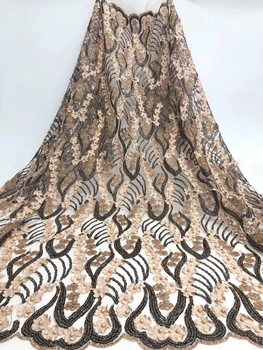 

african lace fabric 2019 high quality lace Latest 3d Flower Tulle Lace Nigerian Lace With Sequins And beads For Wedding CD3125