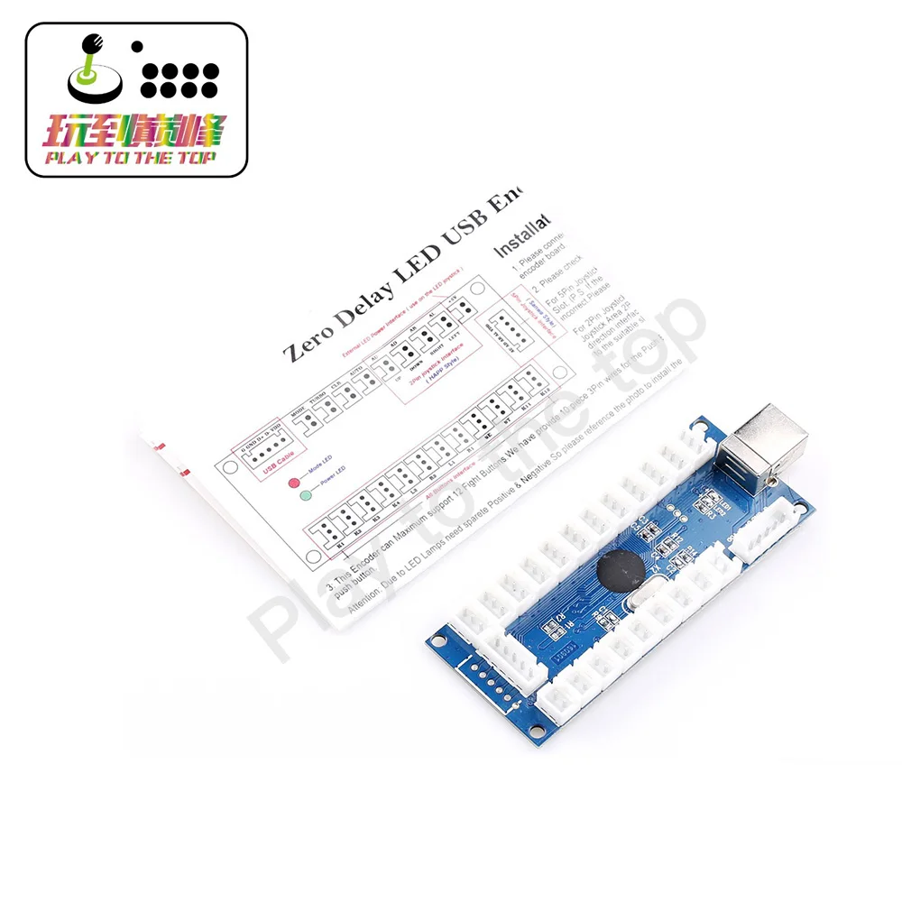 LED Illuminated Arcade DIY Parts Zero Delay LED USB Encoder+ 5Pin 8way Joystick+ 10x LED Illuminated Push Buttons