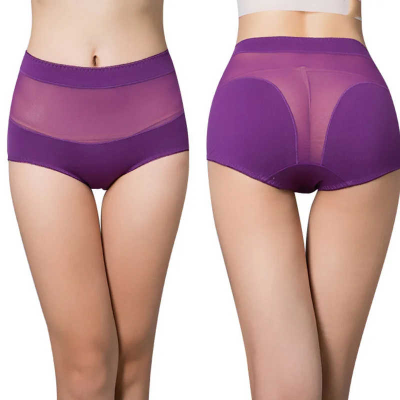 

Women's cotton briefs hollow out high waist panties cotton underwear girl underpants lingerie