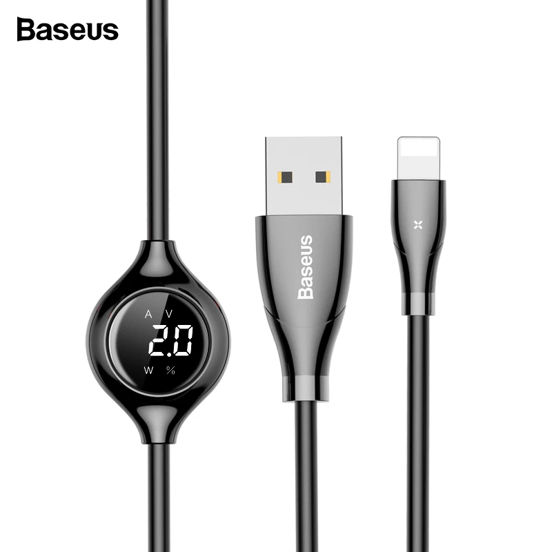Usb-кабель Baseus с цифровым дисплеем для iPhone Xs Max Xr X 8 7, кабель для быстрой передачи данных, зарядный шнур с магнитным листом для iPhone