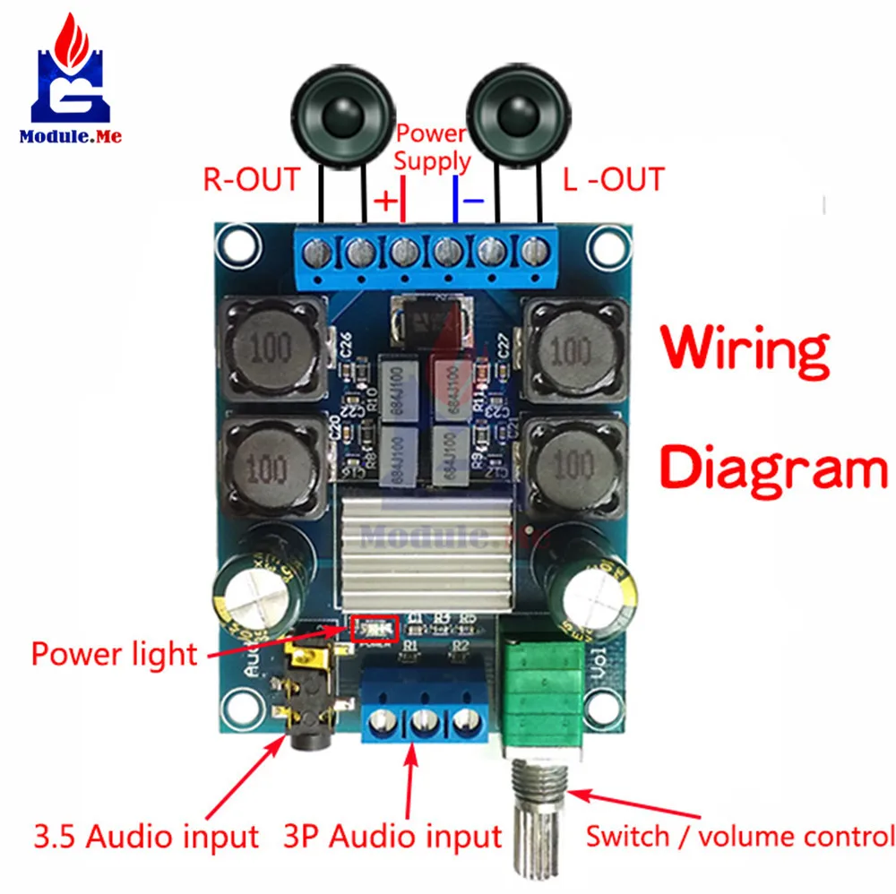 50Wx2 TPA3116 D2 Dual 2 канала DC 4,5-27 V Цифровой Мощность усилитель доска двухканальный стерео, и он имеет высокую эффективность Защита от неправильной полярности