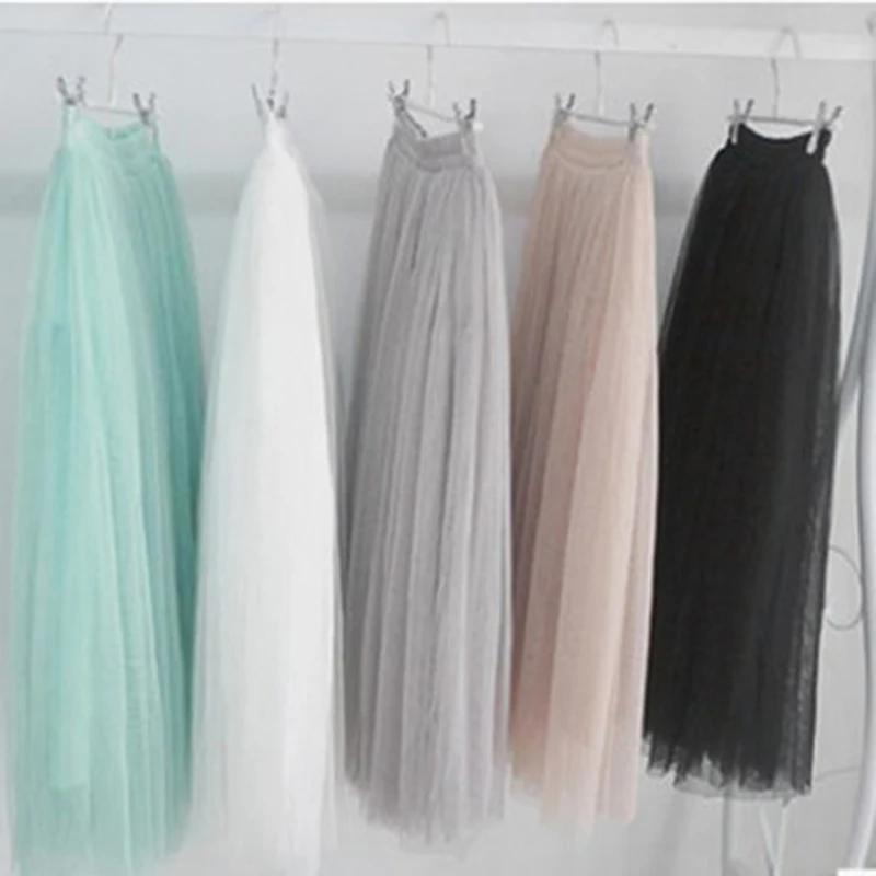 

Bigsweety 5 Colors Summer Autumn Fashion Ball Gown Skirts Women Multi Layer Tulle Pleated Retro High Waist Long Maxi Tutu Skirt