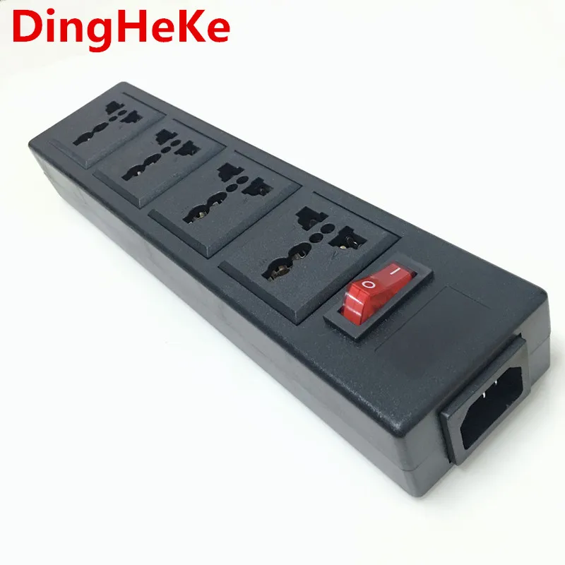 

Black 250v 10a 4 jack Multifunction Universal power adaptor outlet PDU strip wiring board extension socket power cord converter