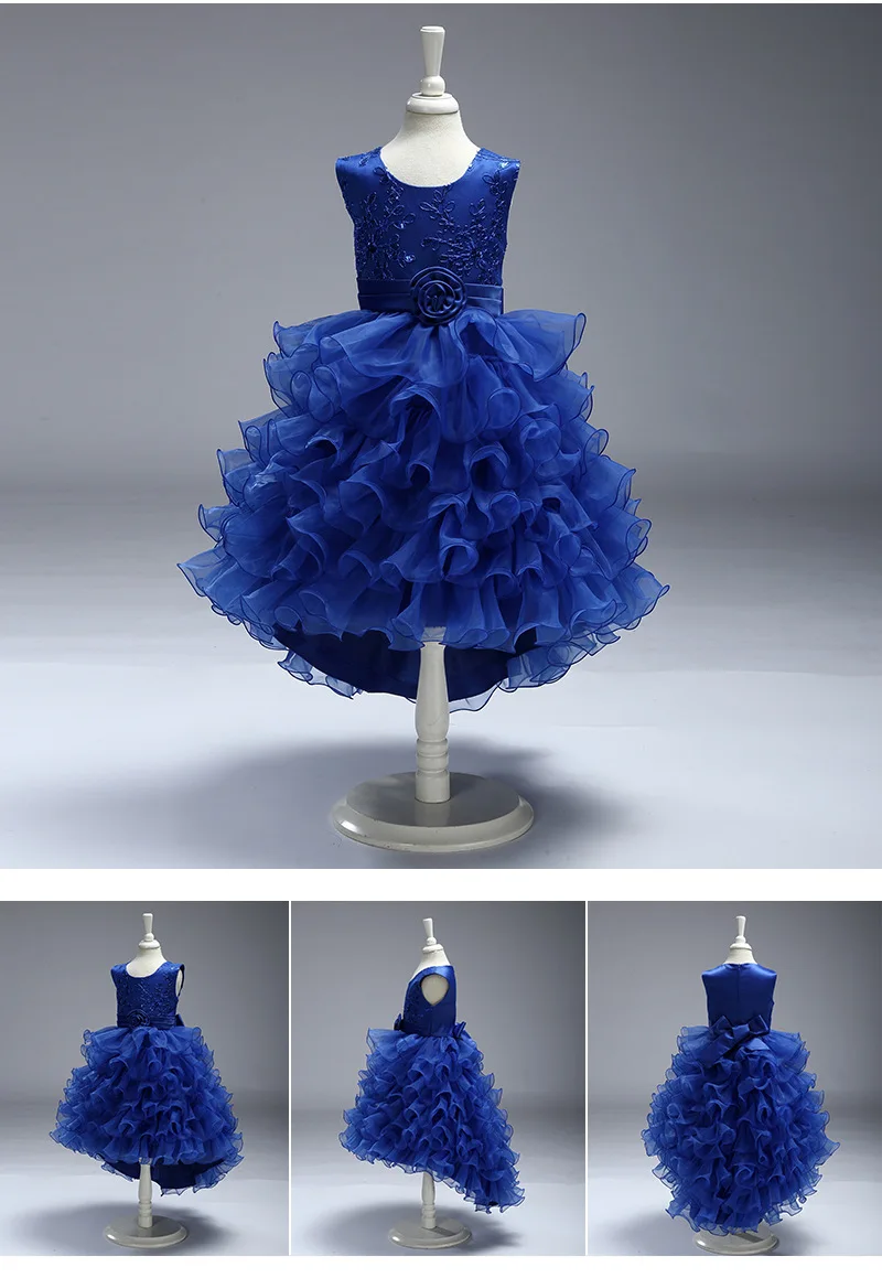 Новое поступление 2019 платье с цветочным узором для девочек индивидуальный заказ органза бальное платье со страусиными перьями блесток