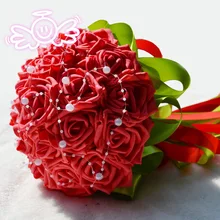 Свадебный букет цветов PE Роза Букет искусственных цветов Свадебный Декоративный букет цветов невесты кристалл жемчуг