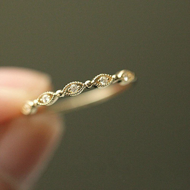 

ZHOUYANG Rings For Women Lady Simple Cute Mini Cubic Zirconia Light Gold Color Finger Thin Ring Gifts Fashion Jewelry KCR112
