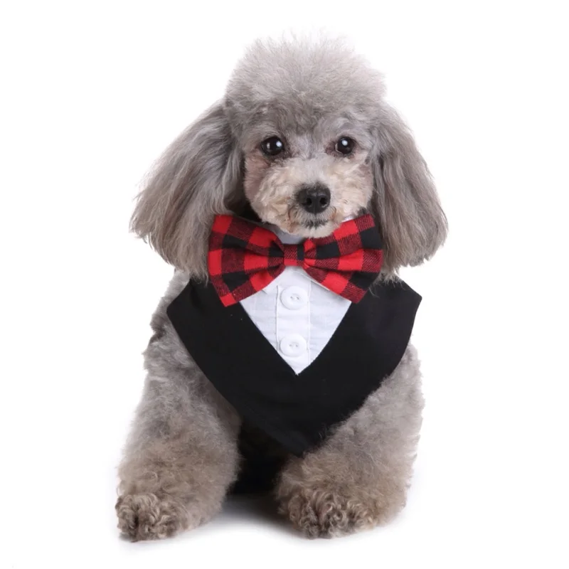 

2019 Pet Suit Puppy Dog Detachable Collar Cats Dogs Scarf Bib With Bow Tie Cotton Pet Grooming Collar For Small Dogs Clothes