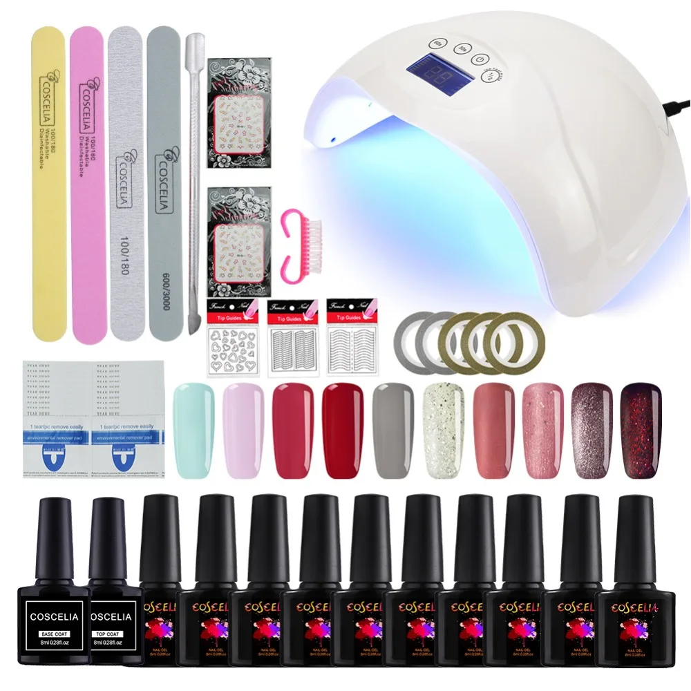 Aliexpress Nail Kit 40w Sunx9 Uv Led Lamp Set For All Gel Coscelia Nail Set For Manicure Extension Uv Gel Kit 48w Led Lamp 10