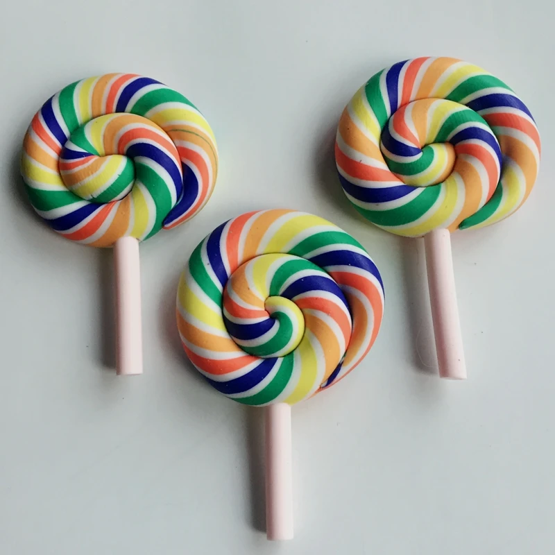 

New soft pottery colorful lollipop candy diy decoration lollipop candy item accessories buttons 6PCS/lot-A471