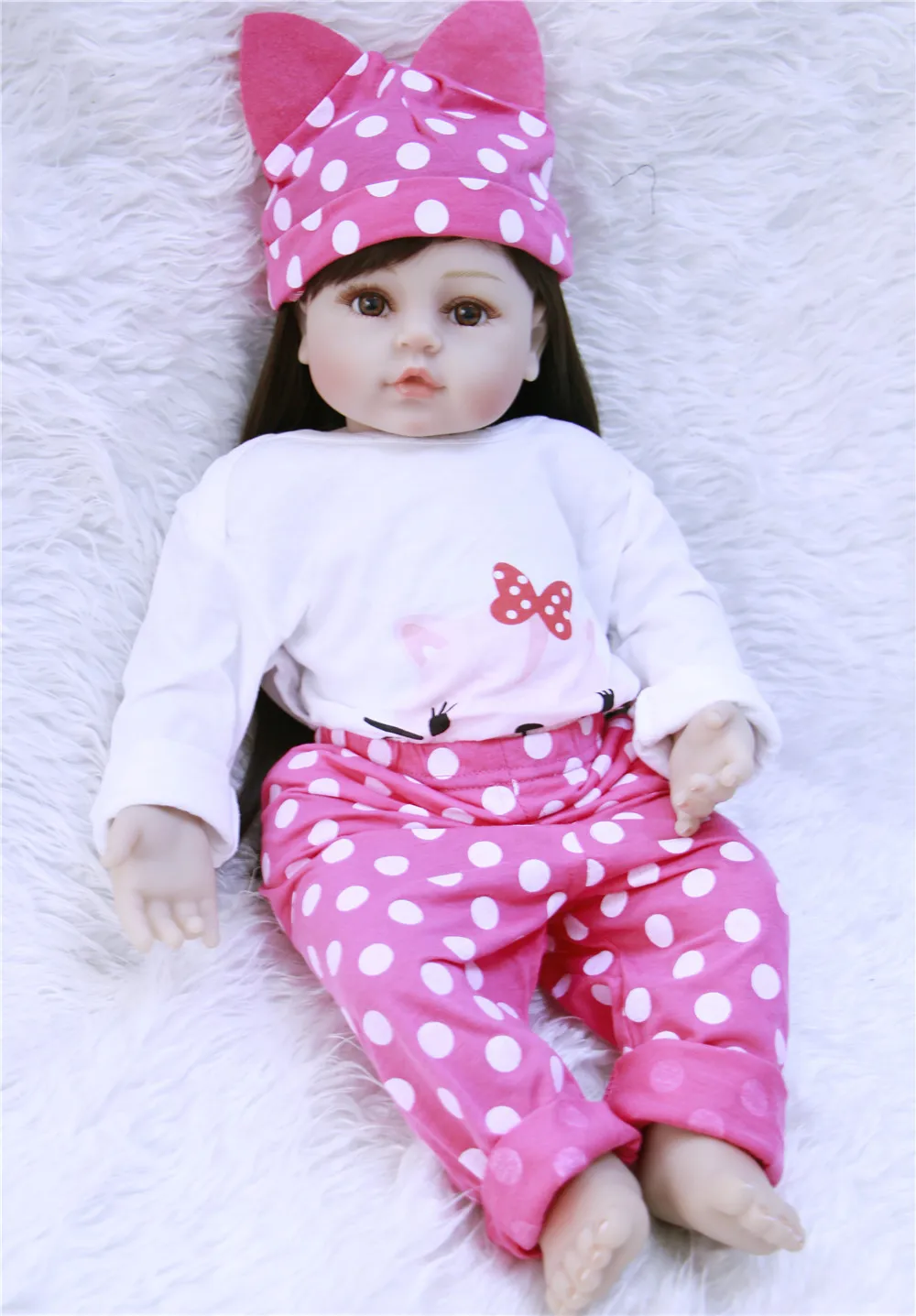 Cute Bebe Girl Reborn Doll Pp Cotton Body 58cm Silicone Reborn Baby