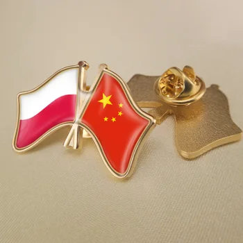 

Poland and China Crossed/Double/Friendship Flags Lapel Pins/Brooch/Badges