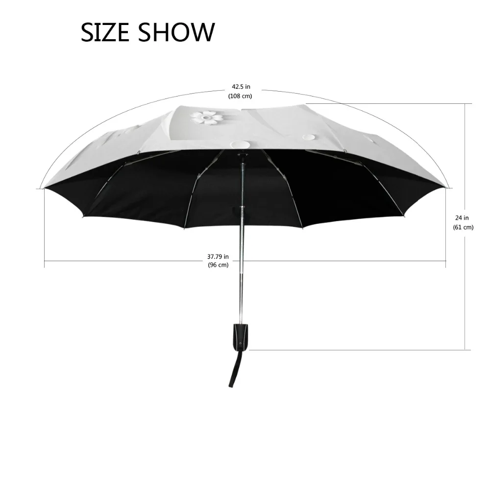 Guarda-chuva impermeável para mulheres, três guarda-chuvas dobráveis,