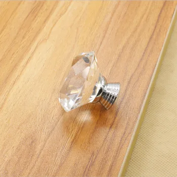 

4pcs Crystal handle 40mm single hole diamond glass drawer K9 transparent clothing cupboard modern minimalist handle