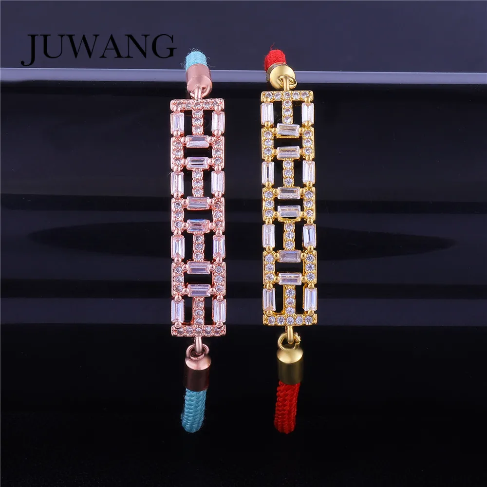 JUWANG New Fashion DIY Bracelet Bangles Jewelry For Woman Girls Zircon Tension Setting Strip Adjustable Rope Chain Bracelets | Украшения и