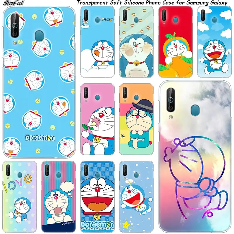 

Hot Cute cartoon Doraemon Silicone Phone Case For Samsung Galaxy A80 A70 A60 A50 A40 A40S A30 A20E A2CORE M40 Note 10 Plus 9 8 5
