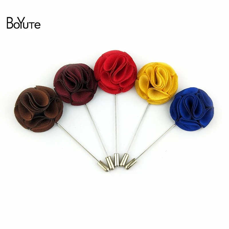 

BoYuTe 10Pcs Men Lapel Pins for Suits Fashion Fabric Flower Wedding Boutonniere Pins