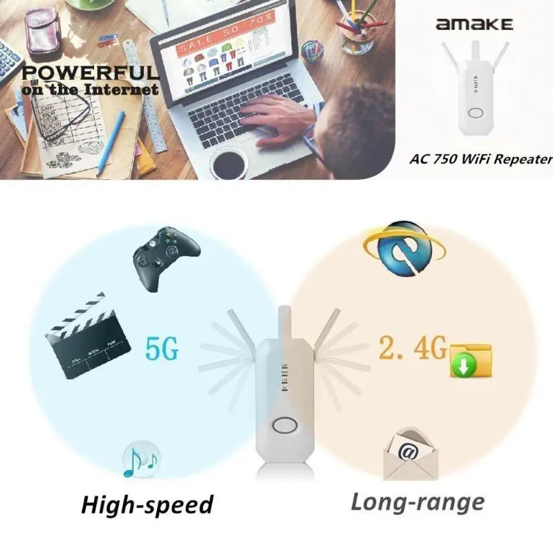 750 Мбит/с двухдиапазонный беспроводной AP ретранслятор WiFi усилитель широкого диапазона US Plug