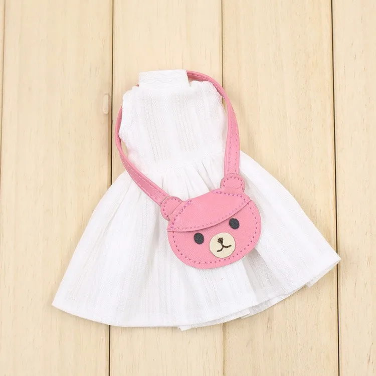 Neo Blythe Doll White Sleeve Less Dress with Bear Bag 2
