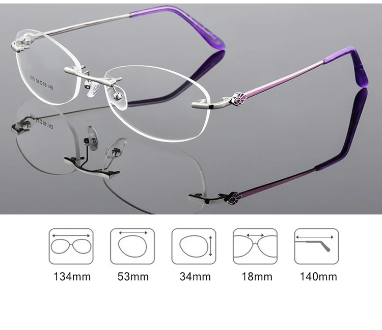 Оптические очки Женщина Fashion алмаз обрезки резки очки без оправы анти-синий близорукость Золотая рамка для женские очки Q106