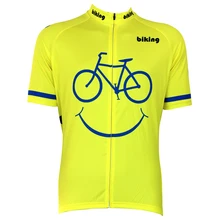 Желтый улыбка Уход за кожей лица езда на велосипеде Чужой Спортивная Мужская Велоспорт Джерси велосипед рубашка Размеры 2XS до 5xl
