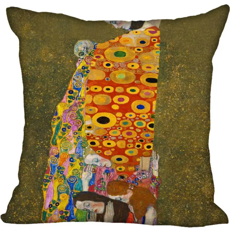Квадратный чехол для подушки Gustav Klimt на заказ, Наволочка на молнии, чехол 40x40,45x45 см(с одной стороны - Color: Pillowcase 3