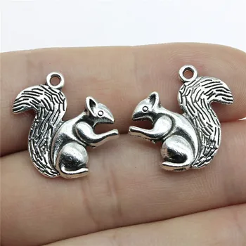 

Squirrel Charms Pendant DIY Metal Jewelry Making Antique Silver Color 0.8x0.8 Inch (21x21mm) 15pcs/lot