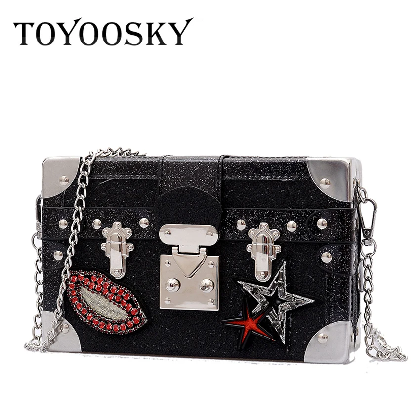 

TOYOOSKY Luxury Brand Clutches Women Handbag Crossbody Bags Bling Sequins Famous Design Box Bag Purse Women Shoulder Bags Sac