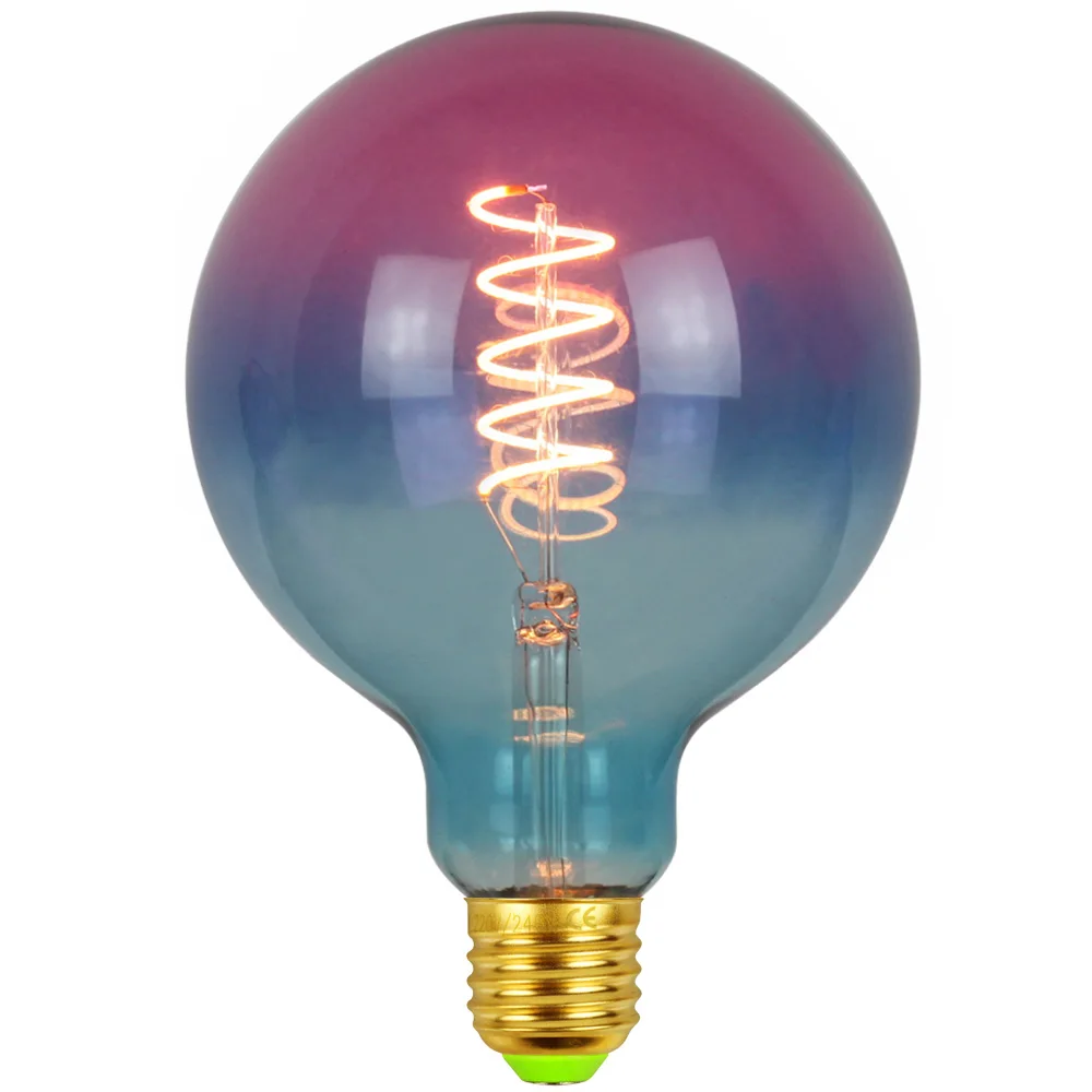 TIANFAN Edison ЛАМПЫ старинная лампочка G125 светодиодные лампы спиральная нить 4 Вт 2700 к 220 в E27 декоративная лампа накаливания с регулируемой яркостью радуги