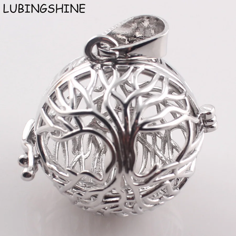 

Gift For Pregnant Mother Music Ball Hollow Openable Cage Locket Pendant DIY Necklaces for Women Zinc Alloy Round Pendants C166
