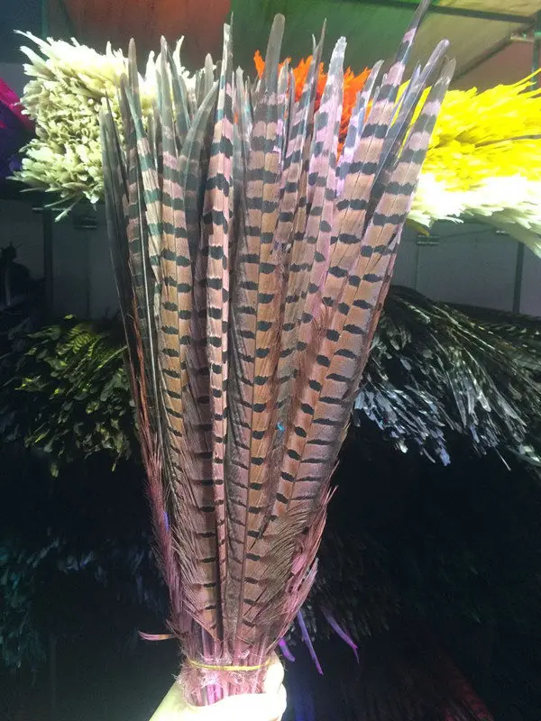 500 шт. натуральные перья фазана 16-18 дюймов, больших размеров 40-45 см, фазан перья Свадебные украшения - Цвет: Розовый