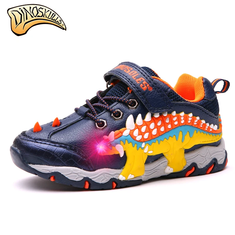 

Dinoskulls 2019 Children Glowing Sneakers Boy Sports Light Up Shoes Kid Led Shoes Dinosaur Sneakers Trainers Shoes 27-34#